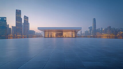 Obraz premium Opera House and Modern Architecture with City Skyline, Financial District, Urban Landscape, and Commercial Setting