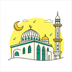 Flat design islamic mosque illustration