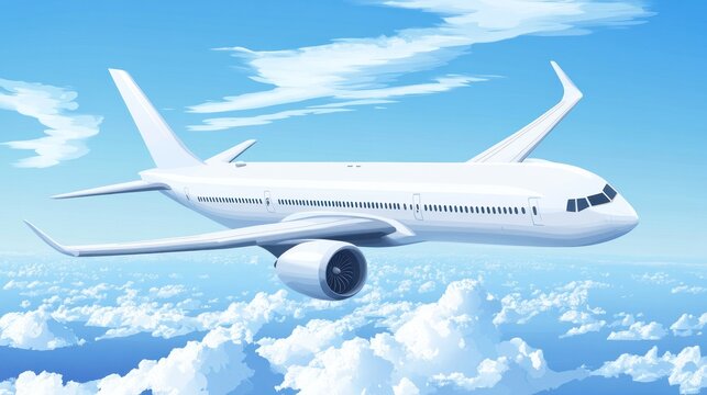 Airplane Flying High Above The Clouds