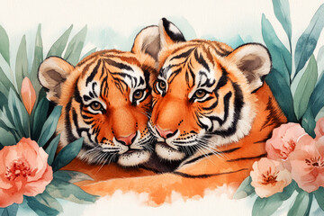 Adorable Tigers in a Heartwarming Portrait