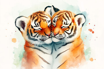 Two Adorable Tigers in a Heartwarming Portrait