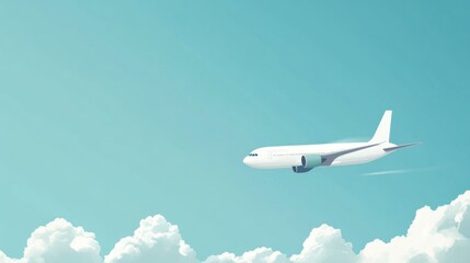 Airplane Soaring Through the Clouds