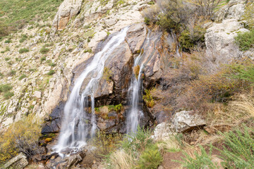 Obraz premium View of Chorrera de los Litueros waterfall, Sierra de Guadarrama Natural park, Madrid, Spain