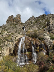 View of Chorrera de los Litueros waterfall, Sierra de Guadarrama Natural park, Madrid, Spain