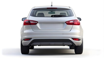 Rear view of modern car on white background, Modern unbranded car back view isolated
