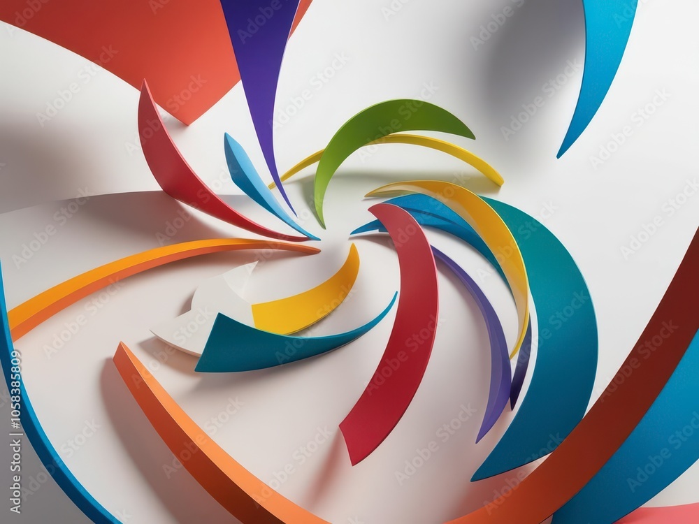 Poster a vibrant, swirling design featuring colorful, curved shapes that create a dynamic and playful visua