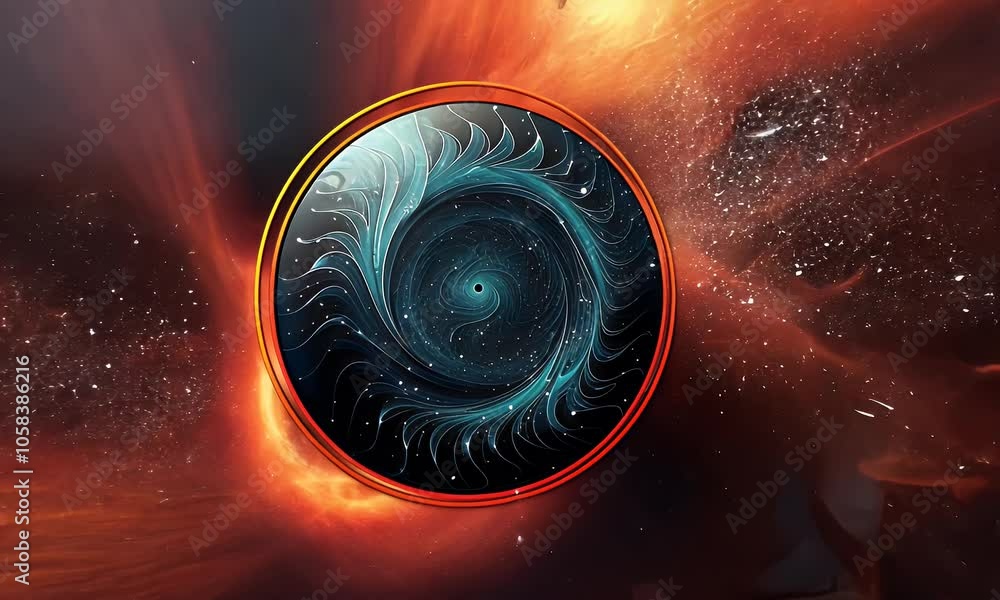 Poster red color background for youtube thumbnail with a circle in the middle