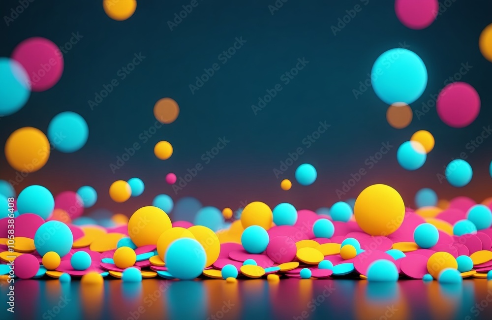 Aufkleber colorful abstract background with vibrant floating spheres and bokeh effect