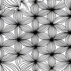 seamless pattern of geometric flowers with minimalistic lines