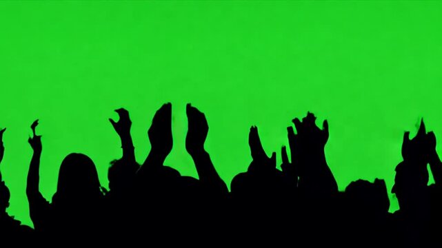 Crowd silhouette of people at a club concert,Music Festival  on a green screen