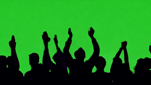 Crowd silhouette of people at a club concert,Music Festival  on a green screen