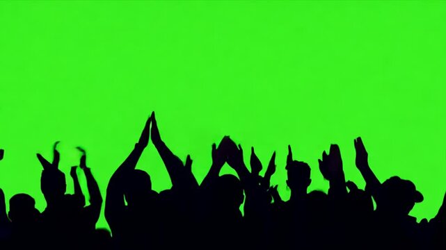 Crowd silhouette of people at a club concert,Music Festival  on a green screen