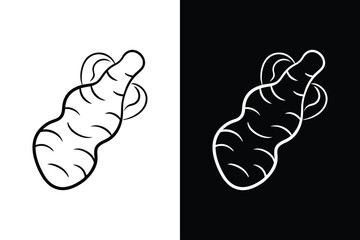 Minimal Ginger Root line Icon. Stylish Black and White Silhouettes
