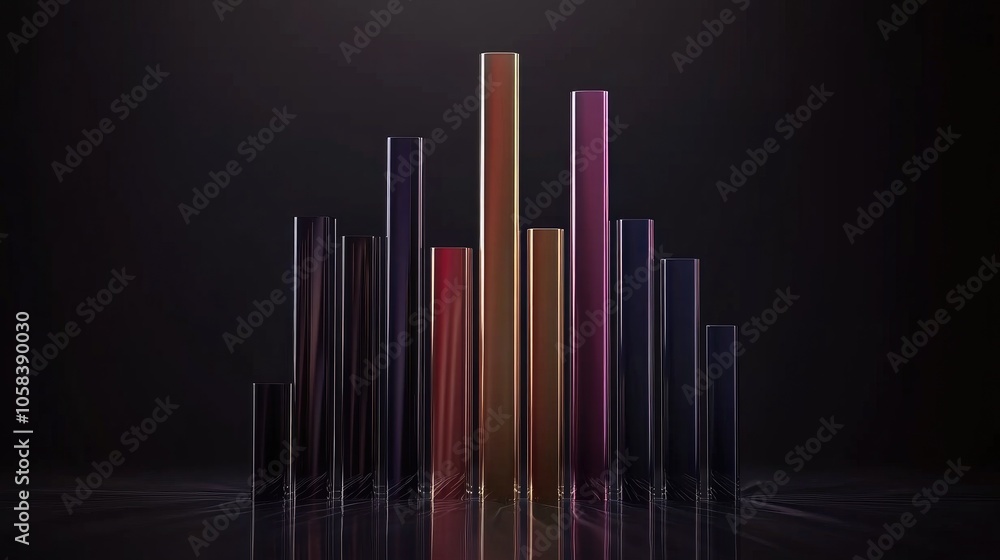 Poster abstract columns in gradient colors on dark background