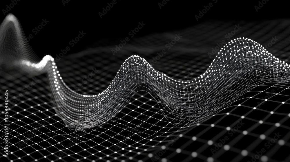 Poster abstract wave pattern with grid background