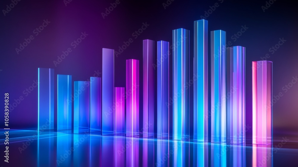 Poster abstract colorful bar graph with gradient lighting