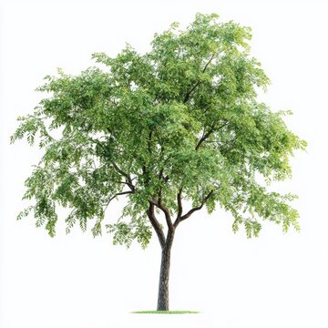 Elegant Honey Locust Tree on White Background
