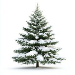 Fototapeta premium Fir Tree with Snow-Covered Branches isolated on white background
