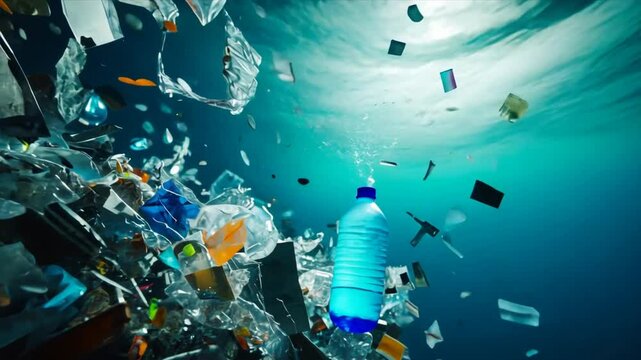 A dynamic scene of recycling innovation, where advanced technologies are being used to convert waste into new materials,