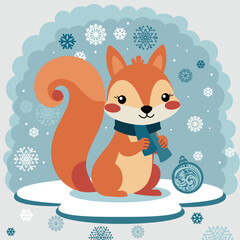 Christmas card with a squirrel.
