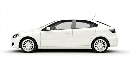 Hatchback white car isolated on white background