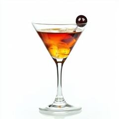 Manhattan cocktail isolated on white background