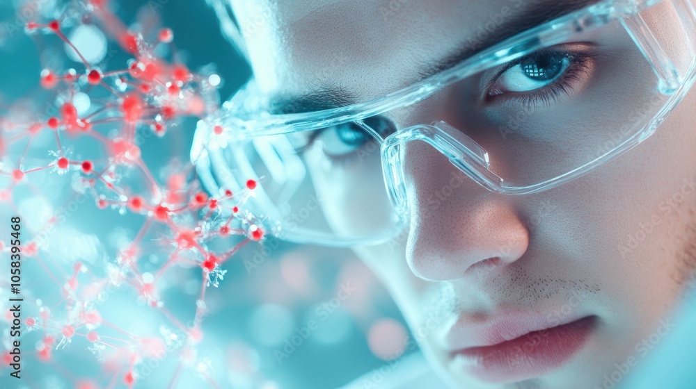 Poster a group of diverse scientists collaborating on a global project, surrounded by advanced technology a