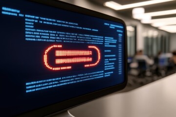 A computer screen with a glowing red light on it - Technology