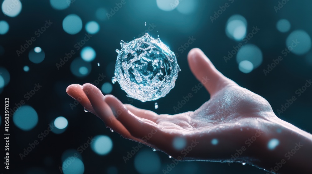 Aufkleber a close up shot of a hand reaching out to touch a floating, ethereal object, representing the explor
