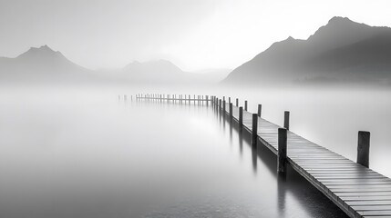 Fototapeta premium Foggy pier serenity