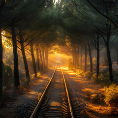 Fototapeta premium railroad in the morning