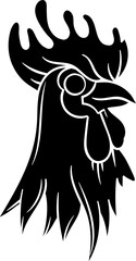 Head of rooster. Cock abstract character illustration. Graphic logo designs template for emblem. Image of portrait for company use.