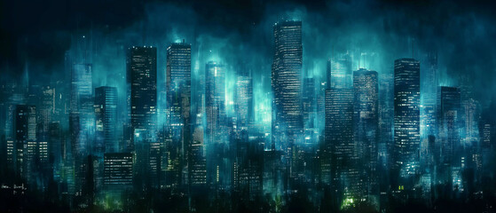 Obraz premium Futuristic Cityscape at Night.