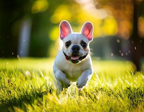 Frenchie in the grass