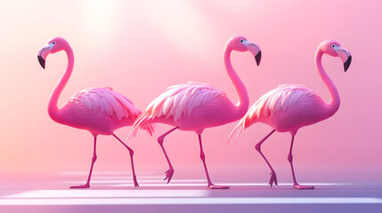 Fototapeta premium Stylish pink flamingo DJ digital art illustration 