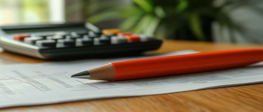 Red Pencil on Financial Spreadsheet. - Powered by Adobe