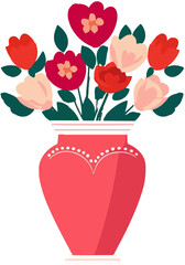 Beautiful Blooming Flower Folk Decoration In Vase Valentine
