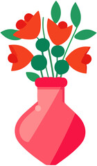 Beautiful Blooming Flower Folk Decoration In Vase Valentine
