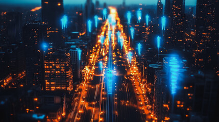 Fototapeta premium abstract professional business team people innovation connection of line from nail node to node on map background , networking concept