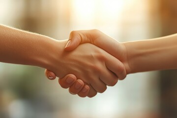 A close-up shot of two hands shaking, symbolizing an agreement or partnership