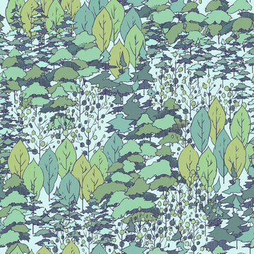 手描きの木のパターン素材