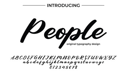 People Font Stylish brush painted an uppercase vector letters, alphabet, typeface