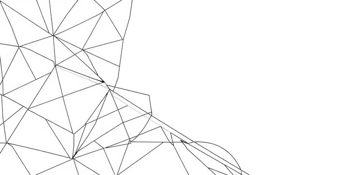 Intricate and minimalist geometric line design element with sharp angles and bold curves, isolated, abstract