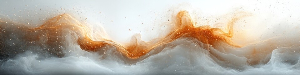 Fototapeta premium Abstract fluid art featuring swirling orange and white colors.