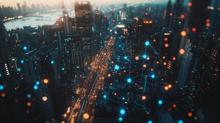 Fototapeta premium abstract professional business team people innovation connection of line from nail node to node on map background , networking concept