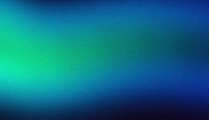 Blue green black grainy gradient backdrop design. Abstract glowing colors from dark to light, Vibrant color flow shaped grainy gradient texture, ideal for any project