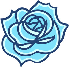 Blue Rose Flat Icon
