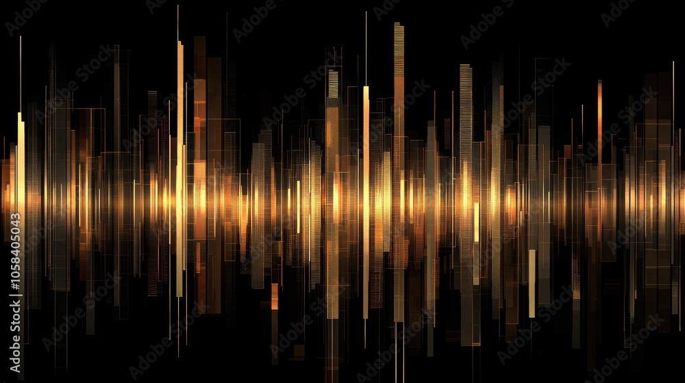 Poster abstract sound wave pattern in golden tones