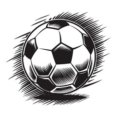 Soccer Ball Sketch Illustration, Black and White, Athletic Equipment, SVG Format
