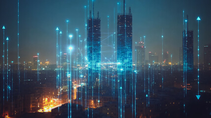 Obraz premium abstract professional business team people innovation connection of line from nail node to node on map background , networking concept
